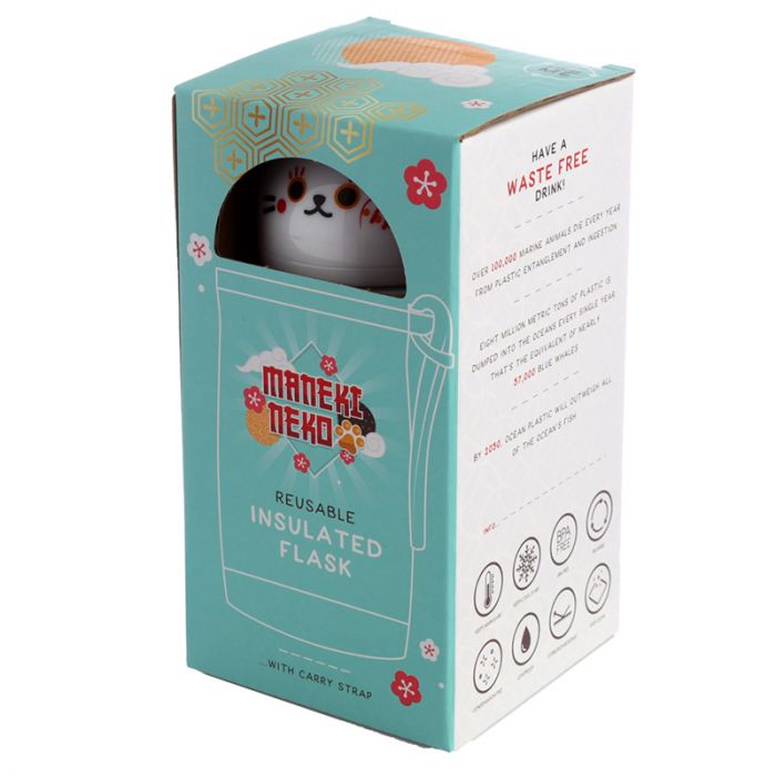 Borraccia Termica in Acciaio – Gatto Portafortuna Maneki Neko