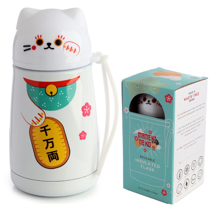 Borraccia Termica in Acciaio – Gatto Portafortuna Maneki Neko