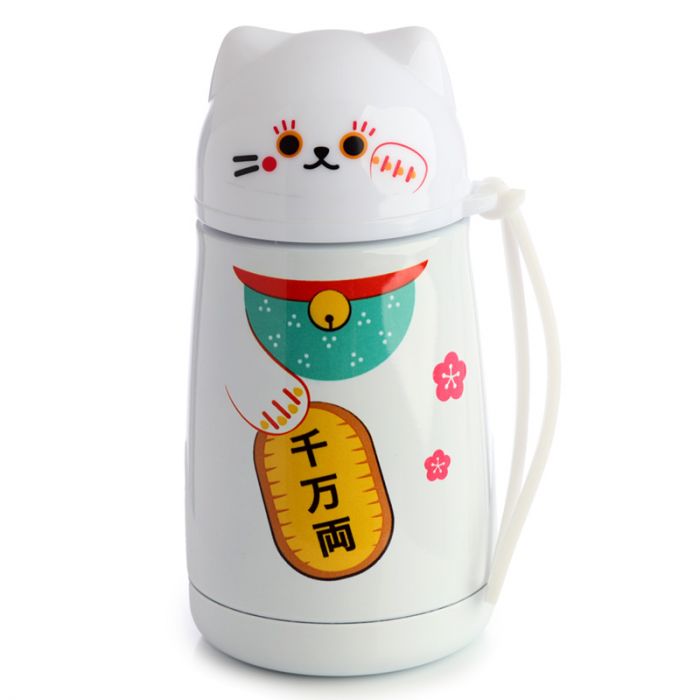 Borraccia Termica in Acciaio – Gatto Portafortuna Maneki Neko