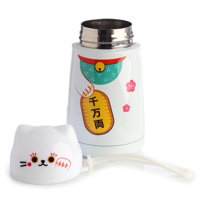 Borraccia Termica in Acciaio – Gatto Portafortuna Maneki Neko