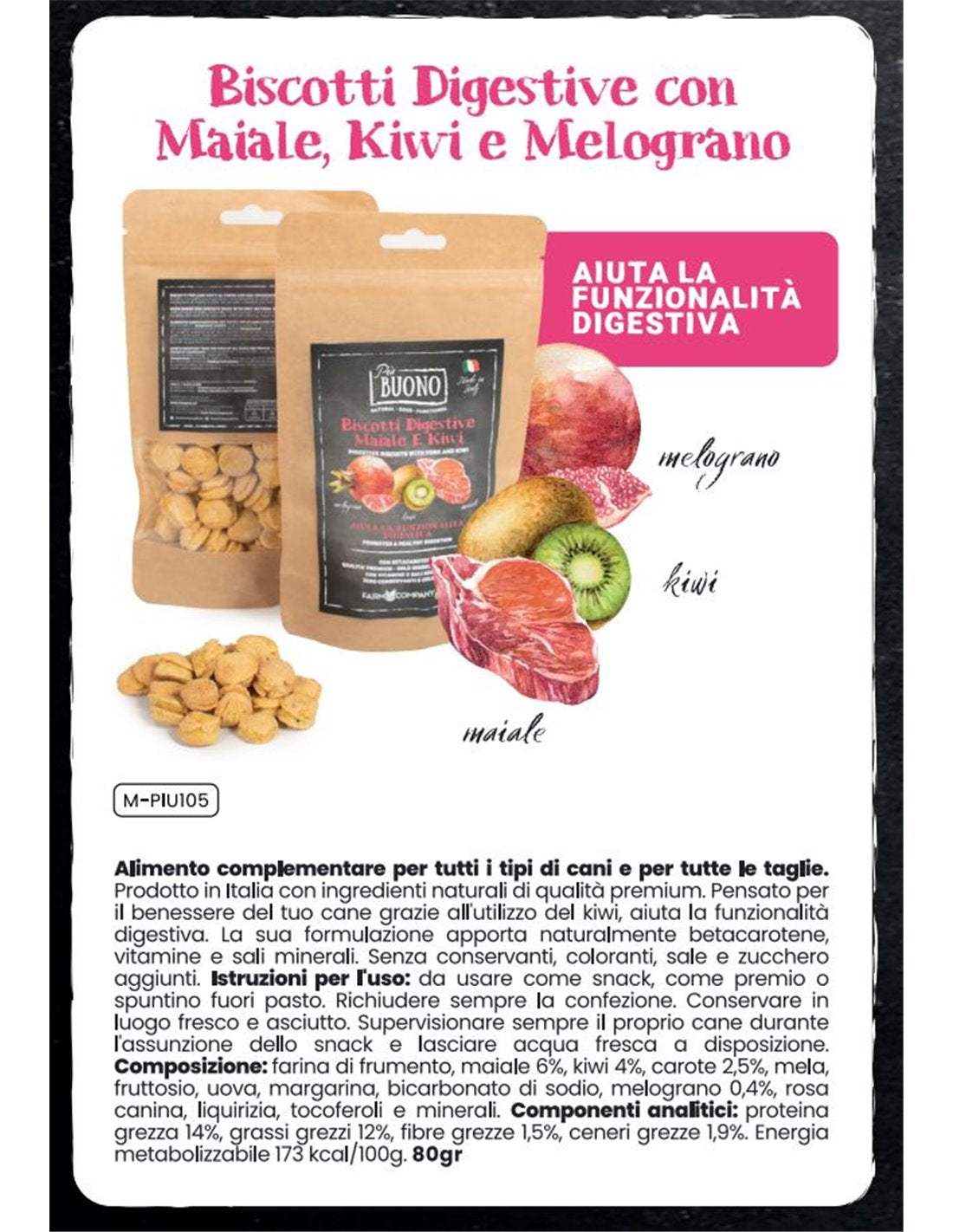 Biscotti Digestive - Maiale, Kiwi e Melograno